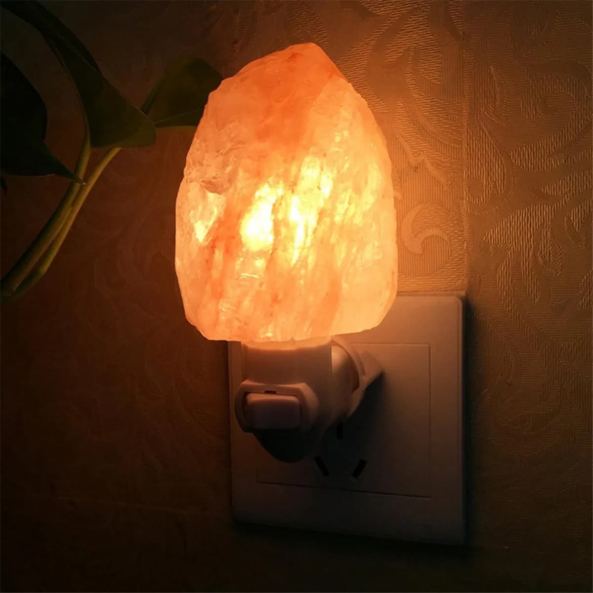 Lampe de chevet murale au sel de l'himalaya, cristal naturel, veilleuse sculptée à la main, décorati
