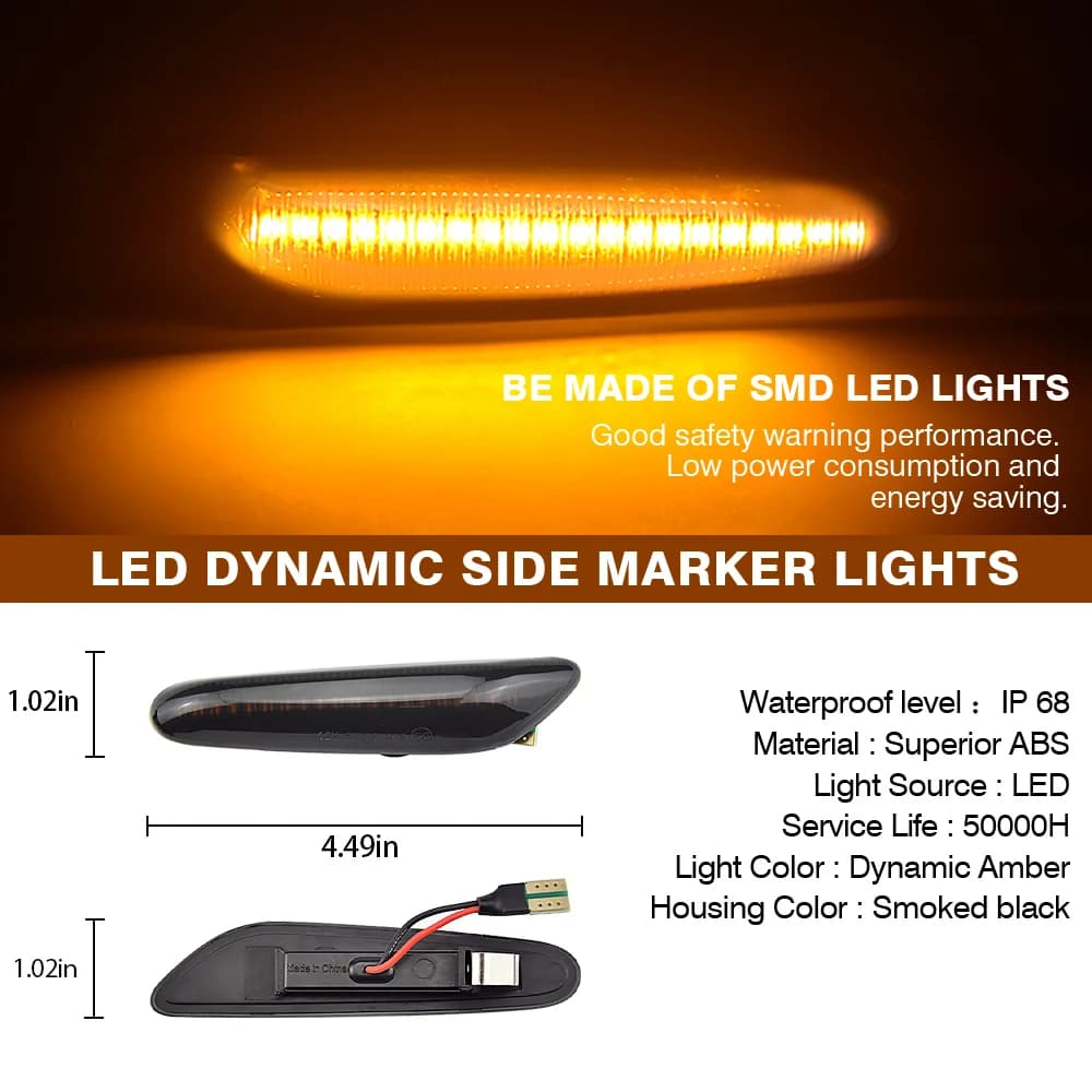 Clignotant séquentiel LED, feu de position latéral pour BMW E60 E61 E90 E91 E87 E81 E83 E84 E88 E92 