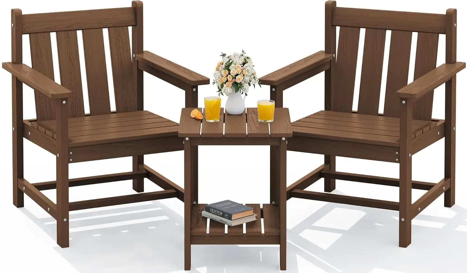 Ensemble de bistro de patio 3 pièces, ensemble de chaises Adirondack toutes saisons avec table d'app