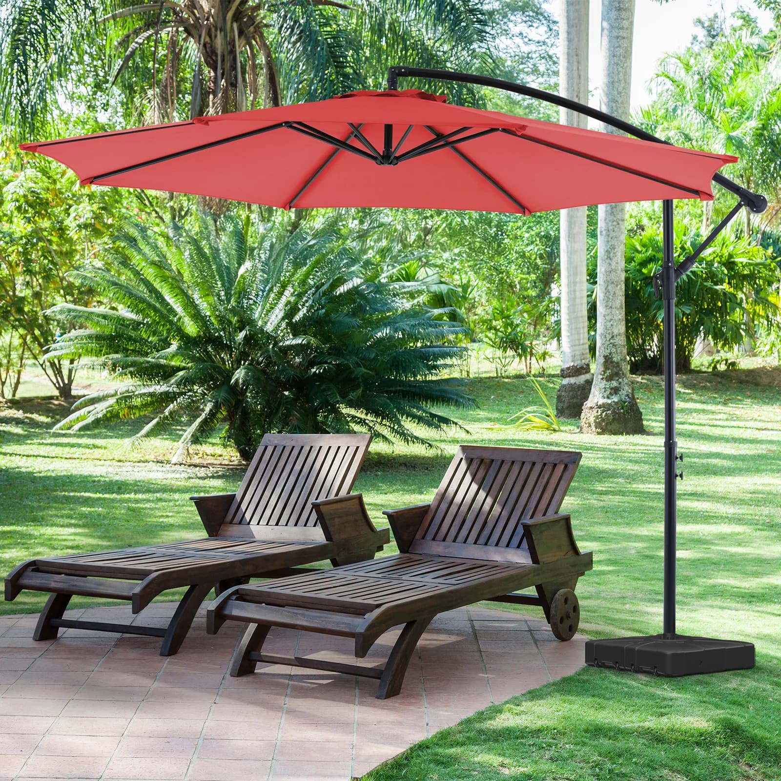 JHK 10FT Parasol de patio extérieur suspendu en porte-à-faux avec réglage facile de l'inclinaison Pr