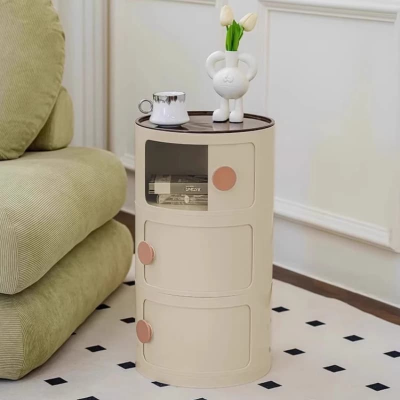 Table de chevet ronde nordique moderne, armoire de chevet en plastique nordique pour chambre à couch