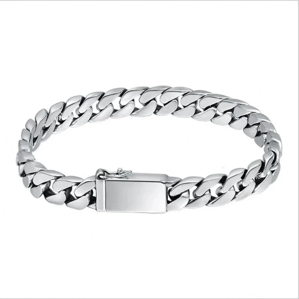 Bracelet en argent Sterling 100% S925, 8MM, Punk, bijoux en argent S925, ne se décolore jamais, cert