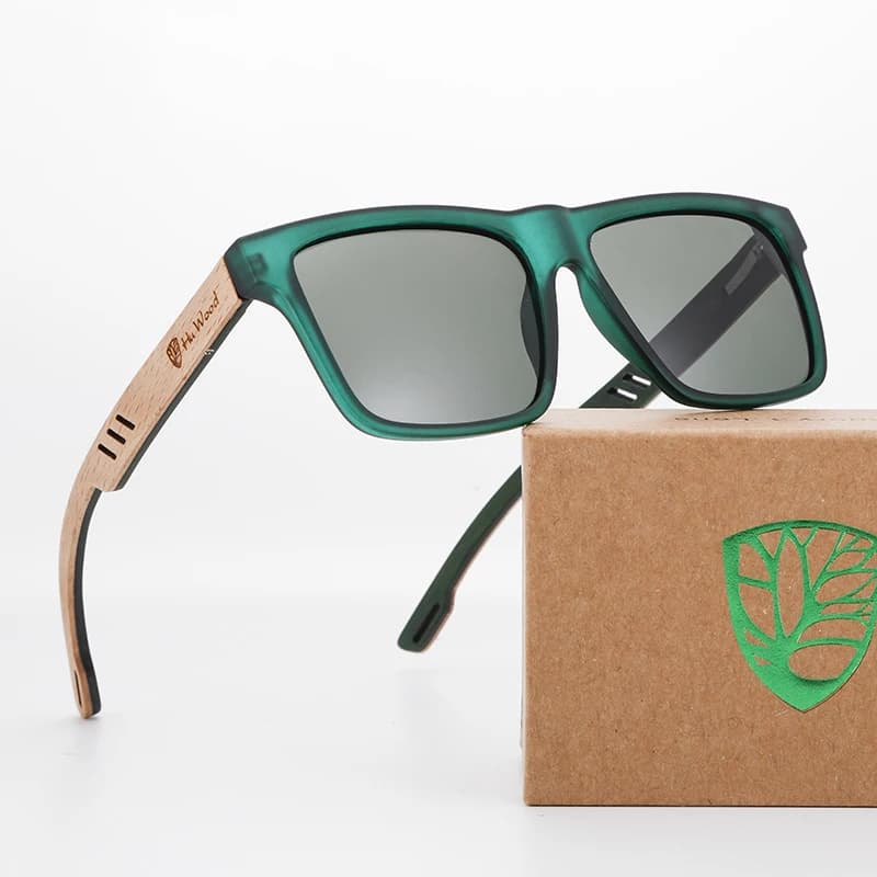 HU WOOD nouvelles lunettes de soleil carrées de haute qualité pour hommes polarisées UV400 mode lune