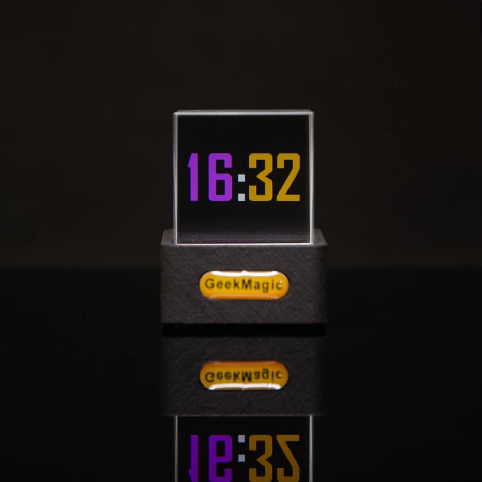 GeekMagic Mini Gadget de prévision météo à affichage en cristal avec Station d'horloge de bureau WiF