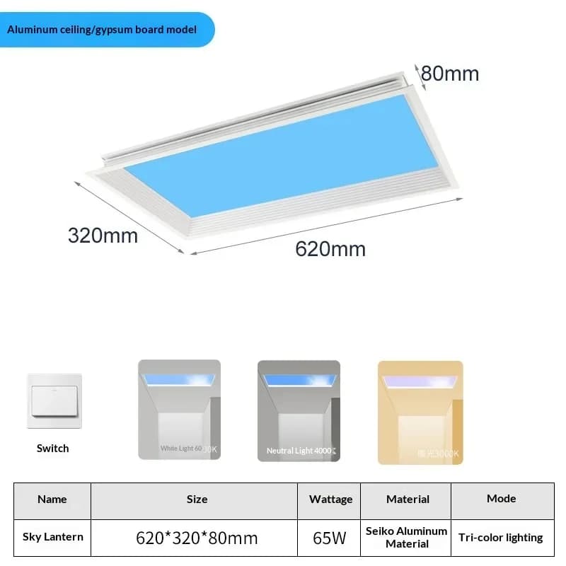 Plafonnier Lumière Ciel Bleu pour Salle de Bain, Décoration Intérieure, Lampe pour Chambre d'Enfant,