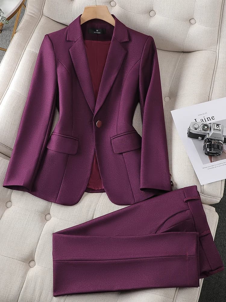 Blazer et pantalon imbibés pour femmes, veste formelle solide, surintendant, vêtements de travail d'