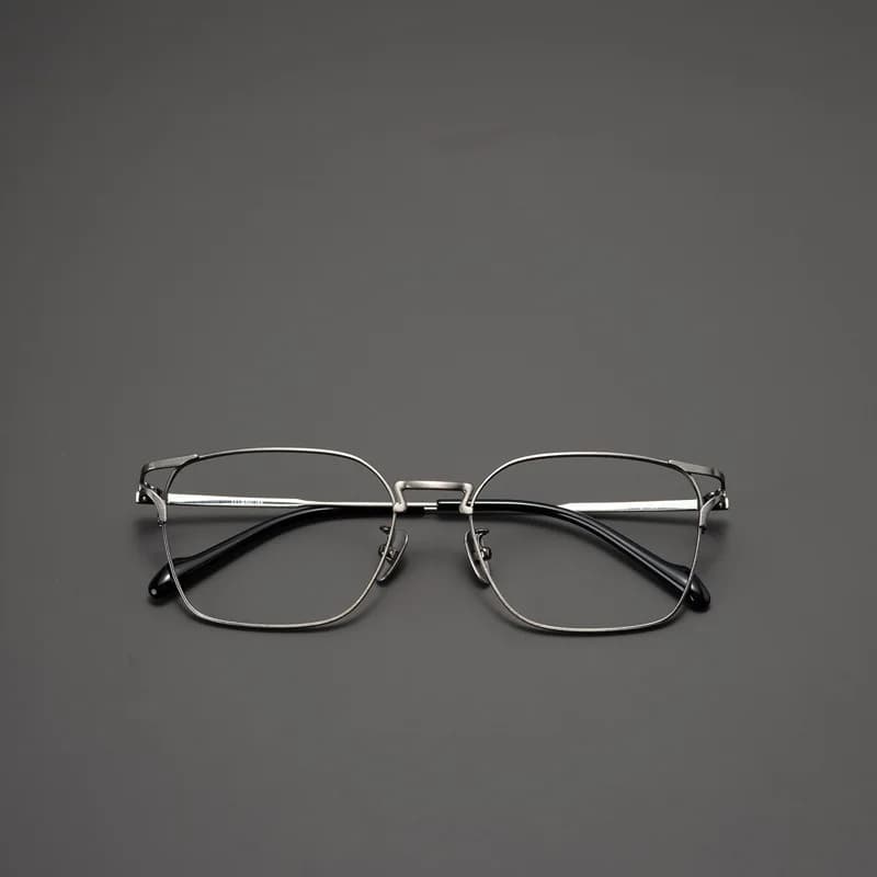 Monture de lunettes surdimensionnée semi-titane, lunettes d'affaires polygonales à jante complète, m
