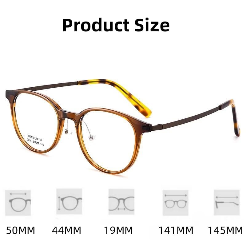 FIRADA lunettes confortables à la mode rondes rétro pur titane lunettes montures de Prescription opt