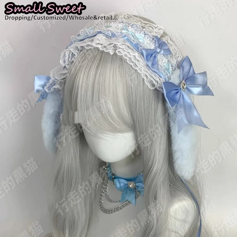Goth lapin oreille arc bandes de cheveux Harajuku gothique Lolita Y2K fille oreilles de lapin bandea