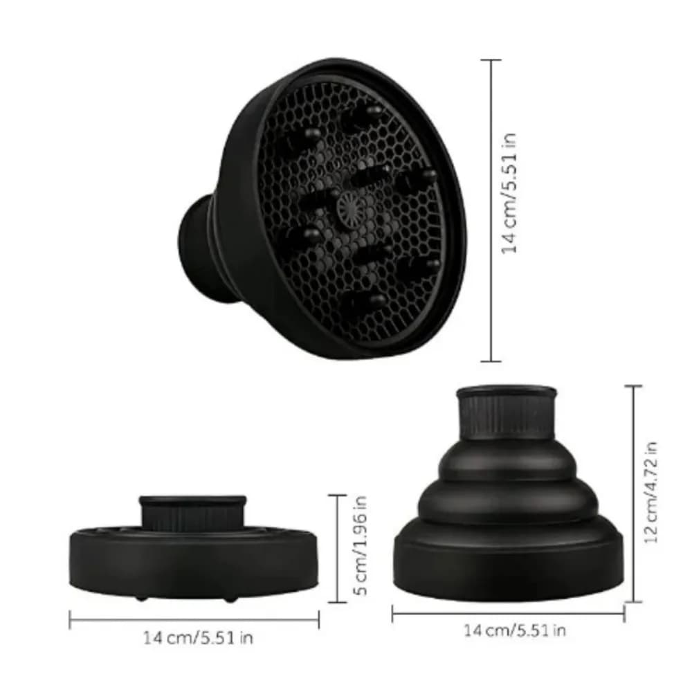 Couverture de diffuseur de sèche-cheveux en silicone pliable, degré de température, souffleur de séc