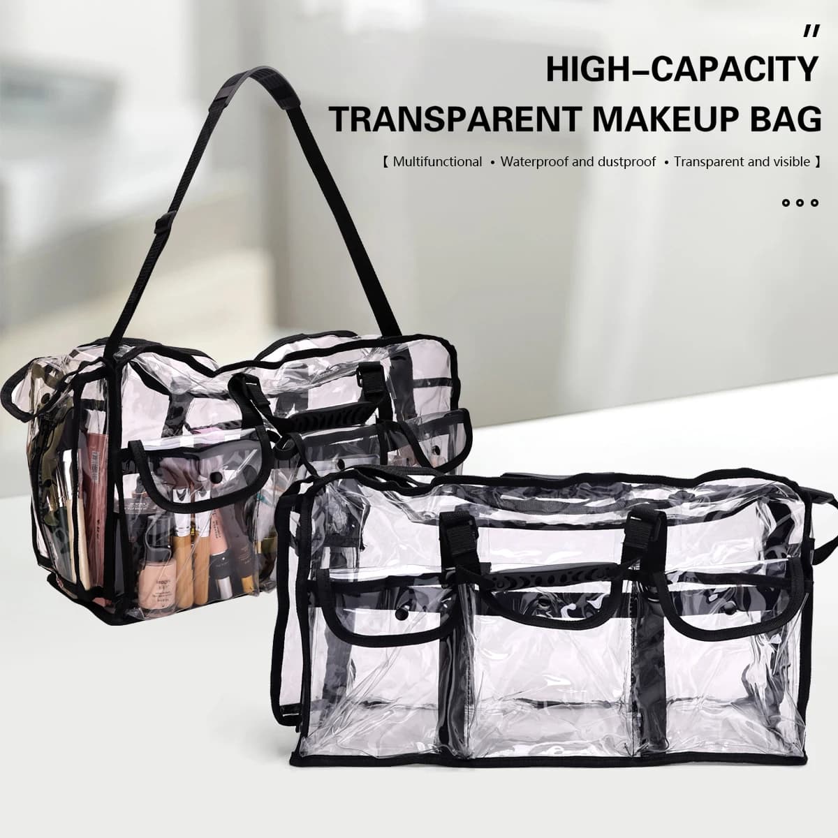 Sac de voyage transparent et étanche pour salon de coiffure, maquillage, outils de bain, accessoires