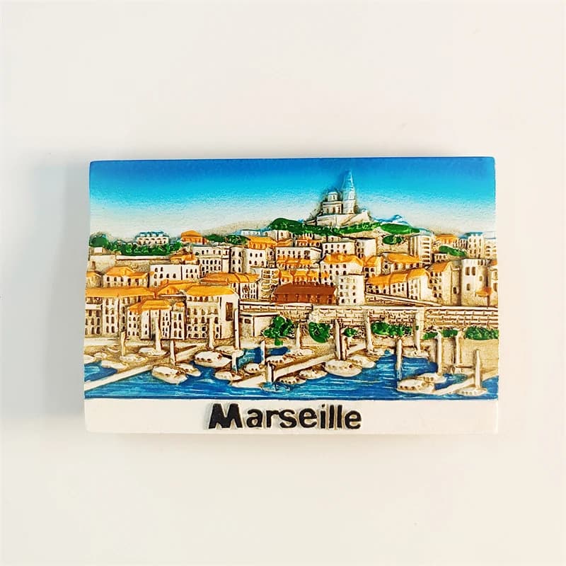 France,Mercedes ,Marseille Vieux Port,3D stéréoscopique, Souvenirs de tourisme, Peinture en résine, 