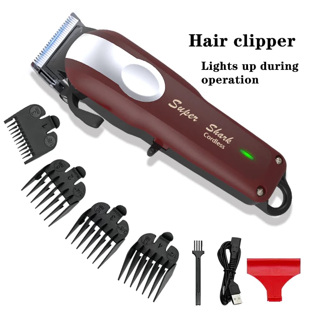 Tondeuse à cheveux professionnelle puissante batterie au Lithium USB rechargeable tondeuse LED affic