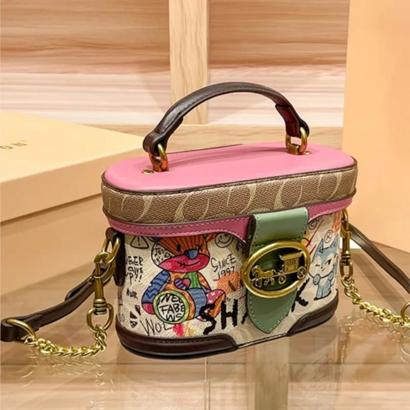 Sac à main pour femme, sac à chaîne haut de gamme, sac chariot rétro pour femme, sac cylindrique à b