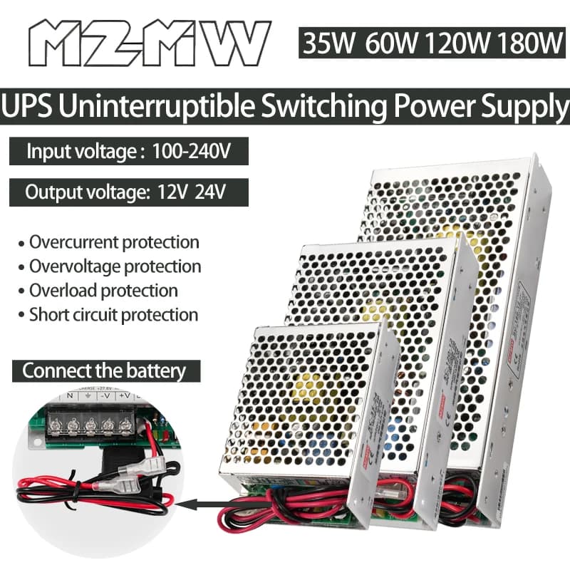 UPS alimentation à découpage sans interruption 35W 60W 120W 180W AC 100-240V DC 12V 24V moniteur séc