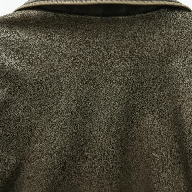 Veste courte Vintage en Faux cuir Pu pour femme, ample, avec ceinture, Streetwear, fermeture éclair,