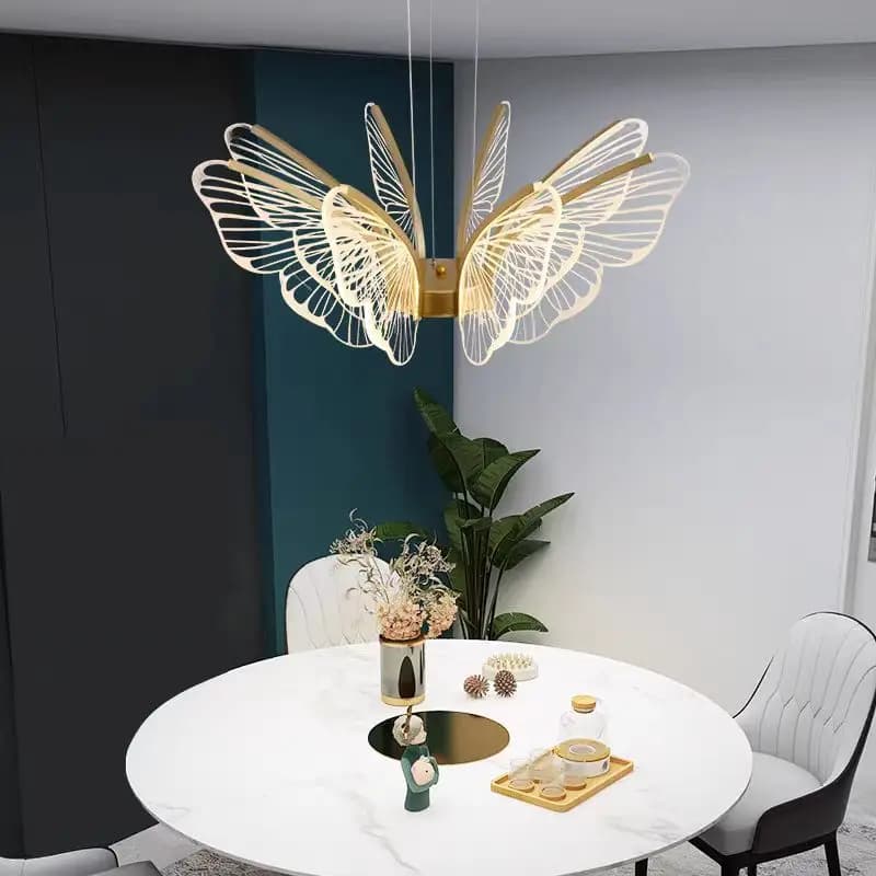 Plafonnier LED en Forme d'Anneau en Métal, Design Nordique Créatif, Art localité, Lampe Papillon en 