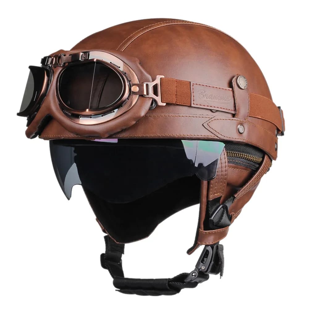 Casque de Moto rétro Certification DOT casque de Moto hommes femmes demi-casque lentille HD Casco qu
