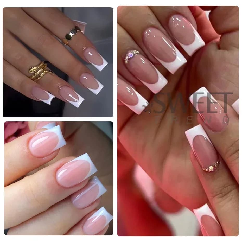 Faux ongles carrés courts, pointes en Gel doux, à pression, artificiels français y2k, fournitures po