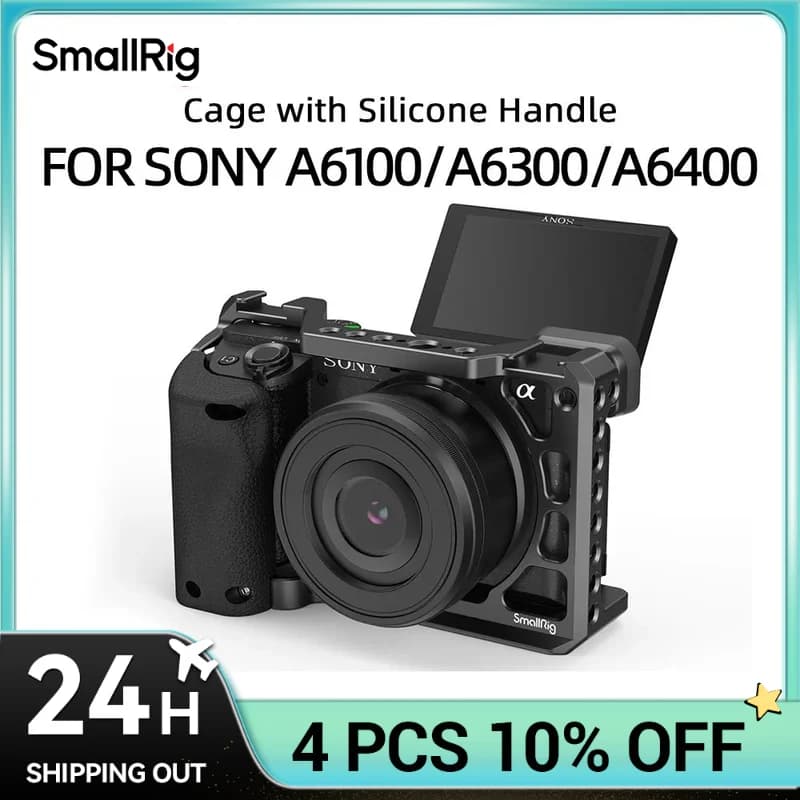 SmallRig-Appareil photo reflex numérique pour Sony A6400 avec poignée en silicone et griffe froide, 