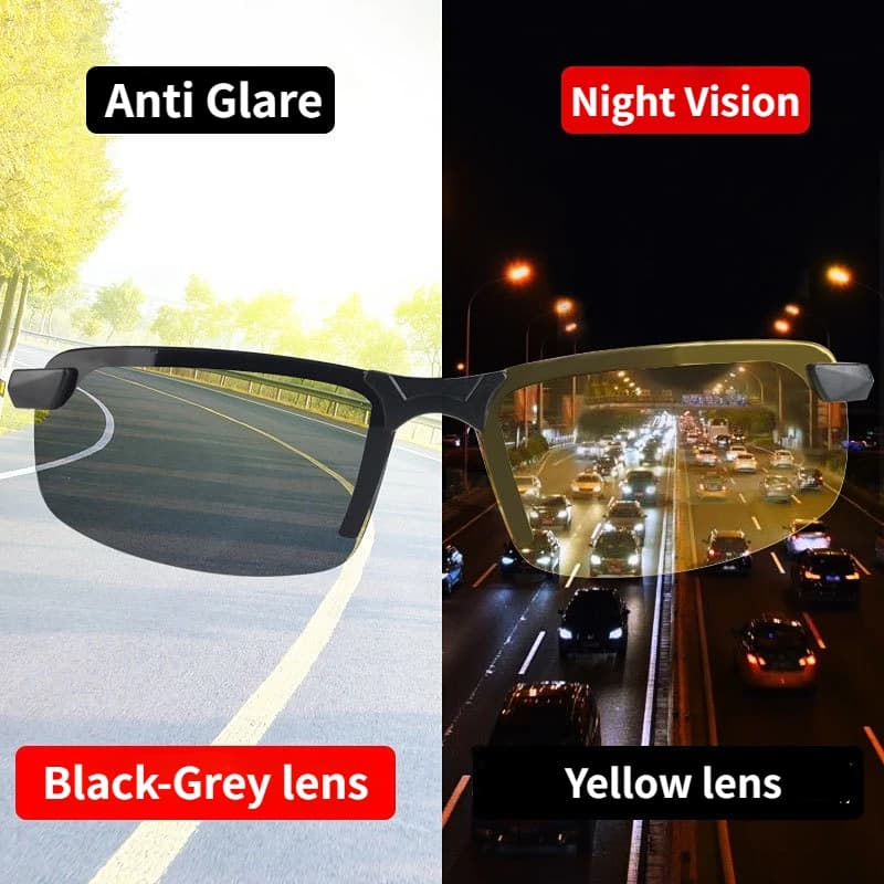 Lunettes de Vision nocturne hommes Anti-éblouissement conduite demi-monture lunettes de soleil pour 