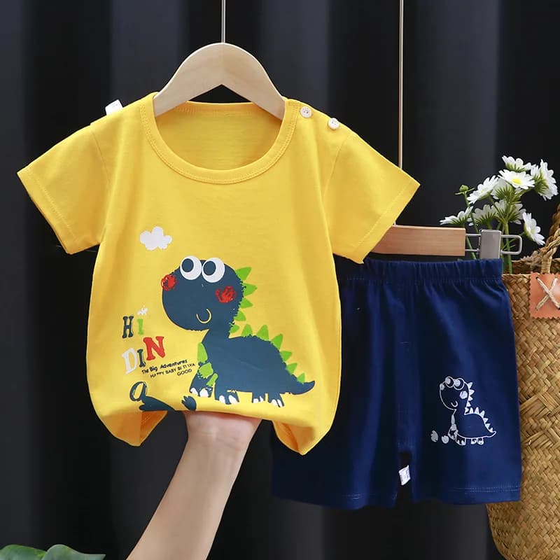 Vêtements imprimés de dessins animés, vêtements de maison en pur coton, costumes 2 pièces pour tout-