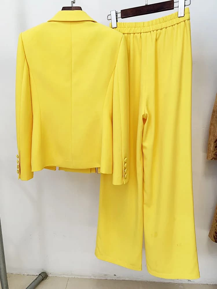HIGH STREET Nouveauté 2026 Ensemble de costume de créateur pour femme, Blazer à fente orné de diaman