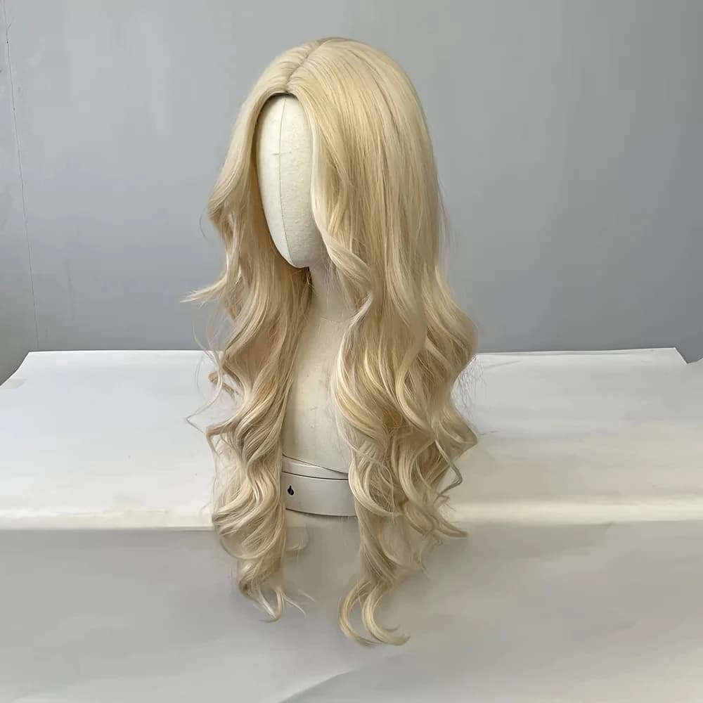 Perruque synthétique bouclée dorée pour cheveux longs bouclés pour fête, cosplay d'Halloween, usage 