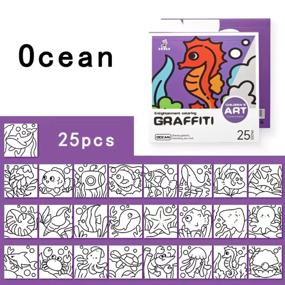 Mini livre de coloriage de dessin animé, carnet de coloriage Portable pour notes, aquarelle, 25 feui