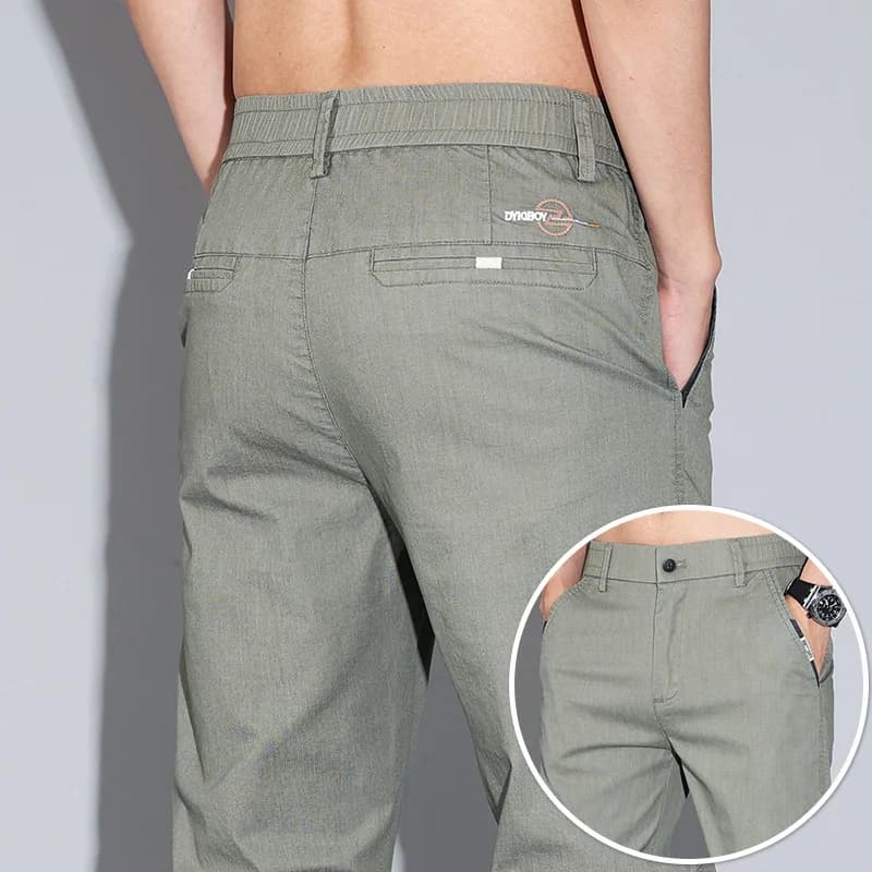 Pantalon Slim Décontracté de Haute Qualité pour Homme, Vêtement de Travail à Taille Moyenne, Broderi