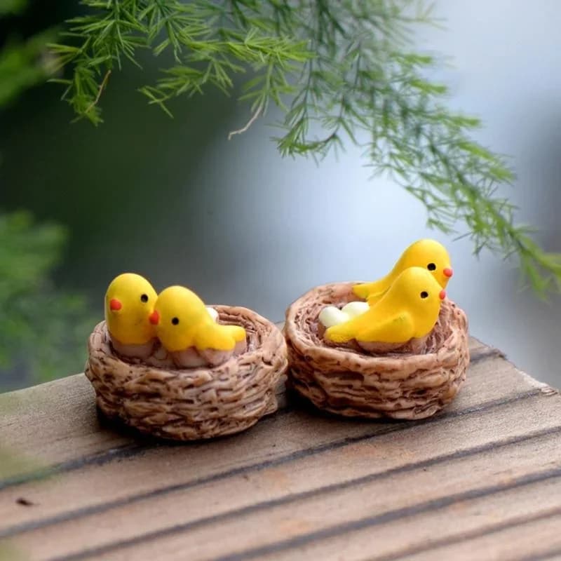 Mini nid avec oiseaux, bricolage, jardin féerique, Miniatures, Gnomes, mousse, Terrariums, Figurines