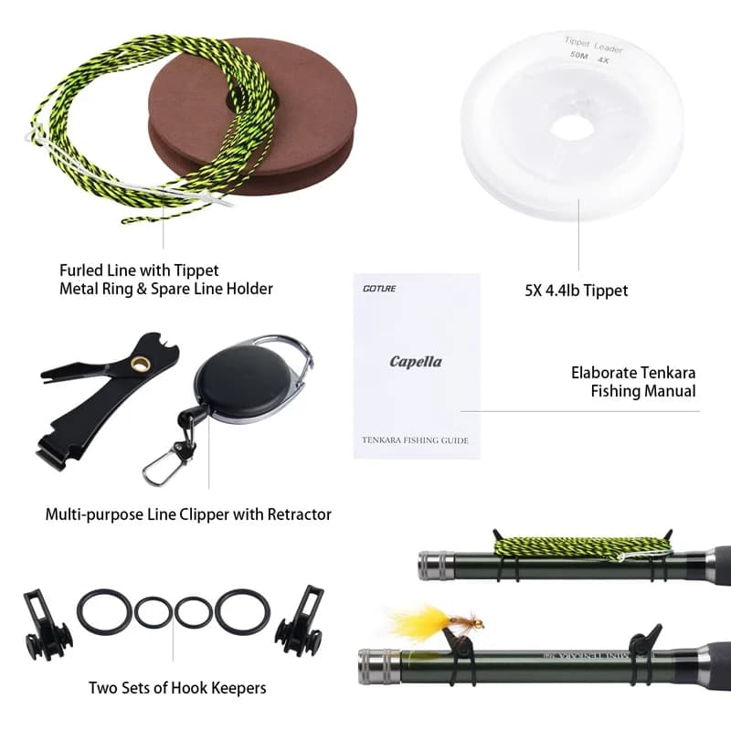 Goture Portable 12FT 3.6M Kit de canne à pêche à la mouche télescopique avec sac de Tube de transpor