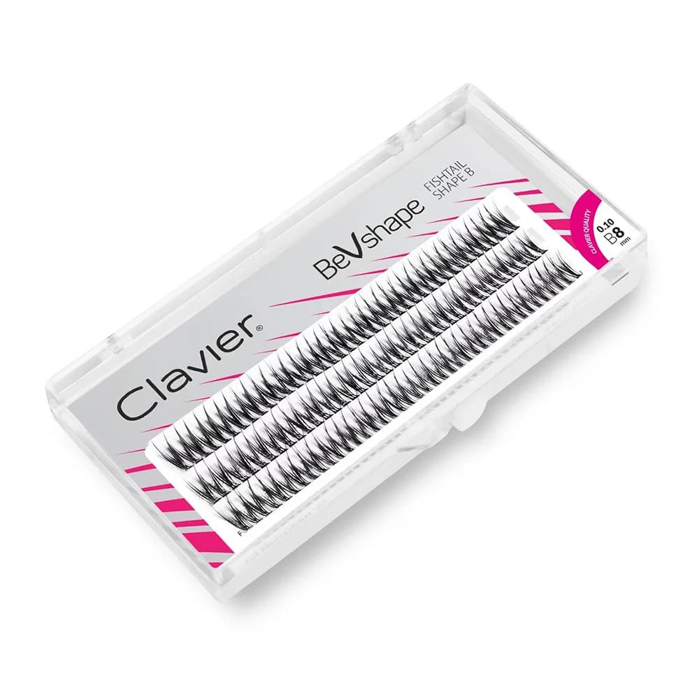 Clavier naturel grappe de cils BeVshape queue de poisson forme B Curling cils 10D soie doux cils out