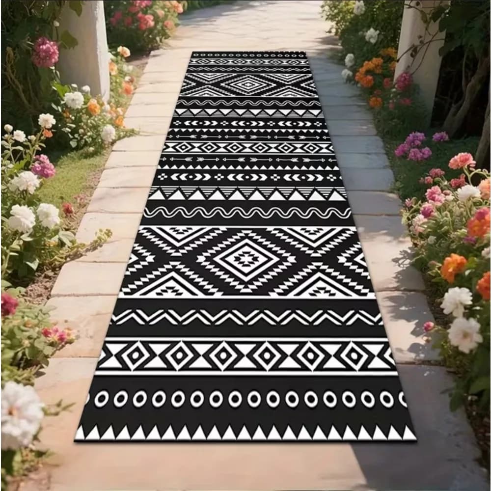 Le tapis sur le thème bohème est antidérapant, facile à nettoyer et durable, parfait pour les cuisin