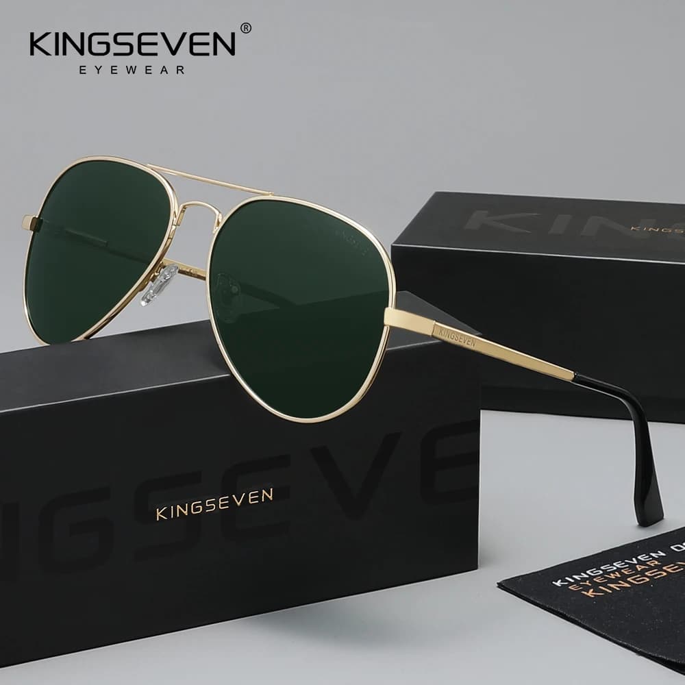 KINGSEVEN Lunettes de soleil polarisées UV400 en aluminium pour hommes, style aviateur, haute qualit