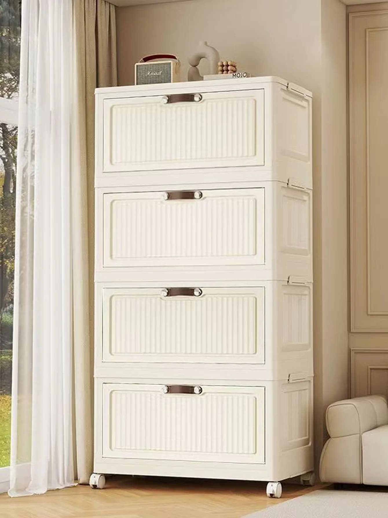 Étagère de rangement pliable multi-niveaux avec couvercle rabattable, organisateur de collations pou