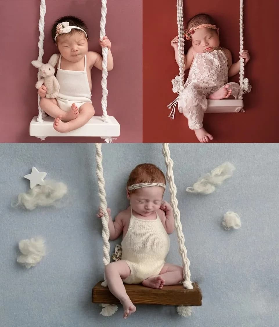 Accessoires de photographie pour bébé, chaise pivotante pour nouveau-né, meubles en bois pour nourri