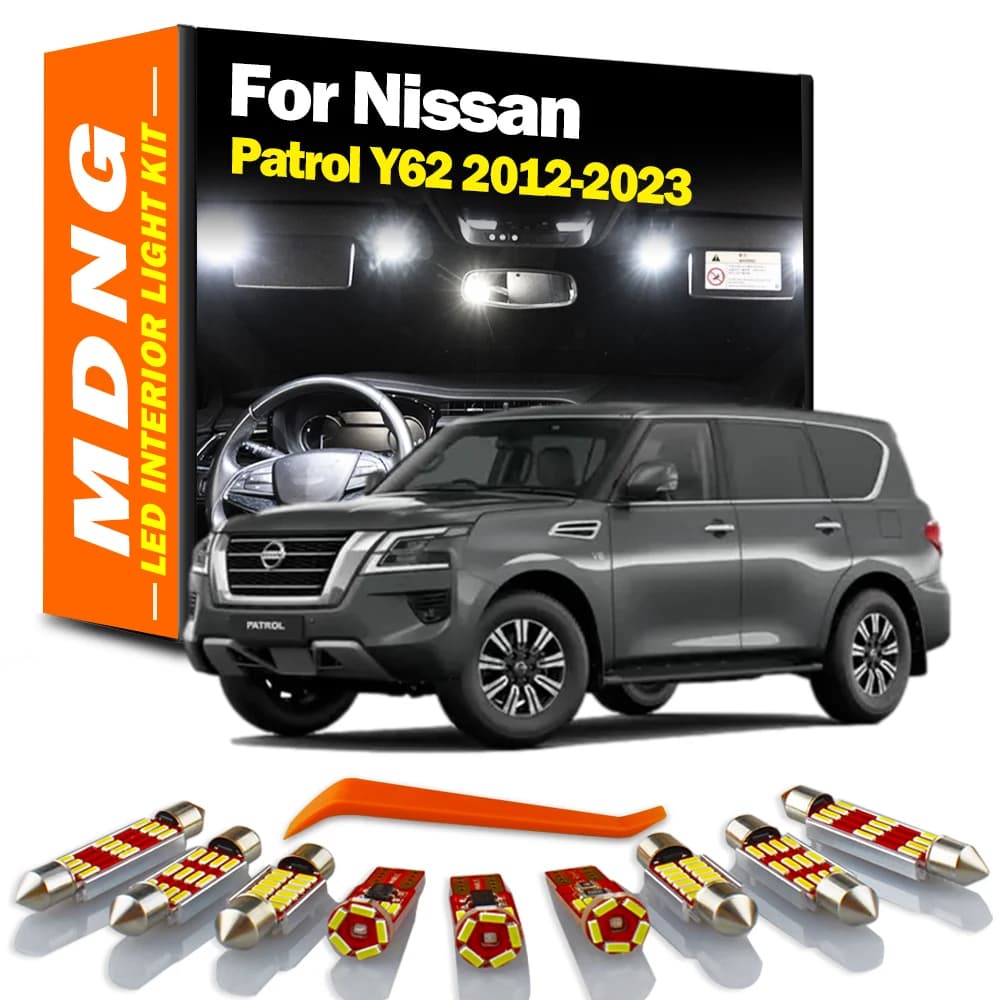 MDNG-Kit d'ampoules LED Canbus pour Nissan Patrol Y62, carte intérieure du véhicule breton, 2012-201