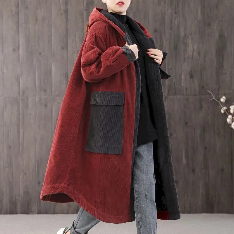 Veste Respirée en Velours Côtelé pour Femme, Manteau à Boutonnage Simple, Mi-long, Épais, Haut de Ga