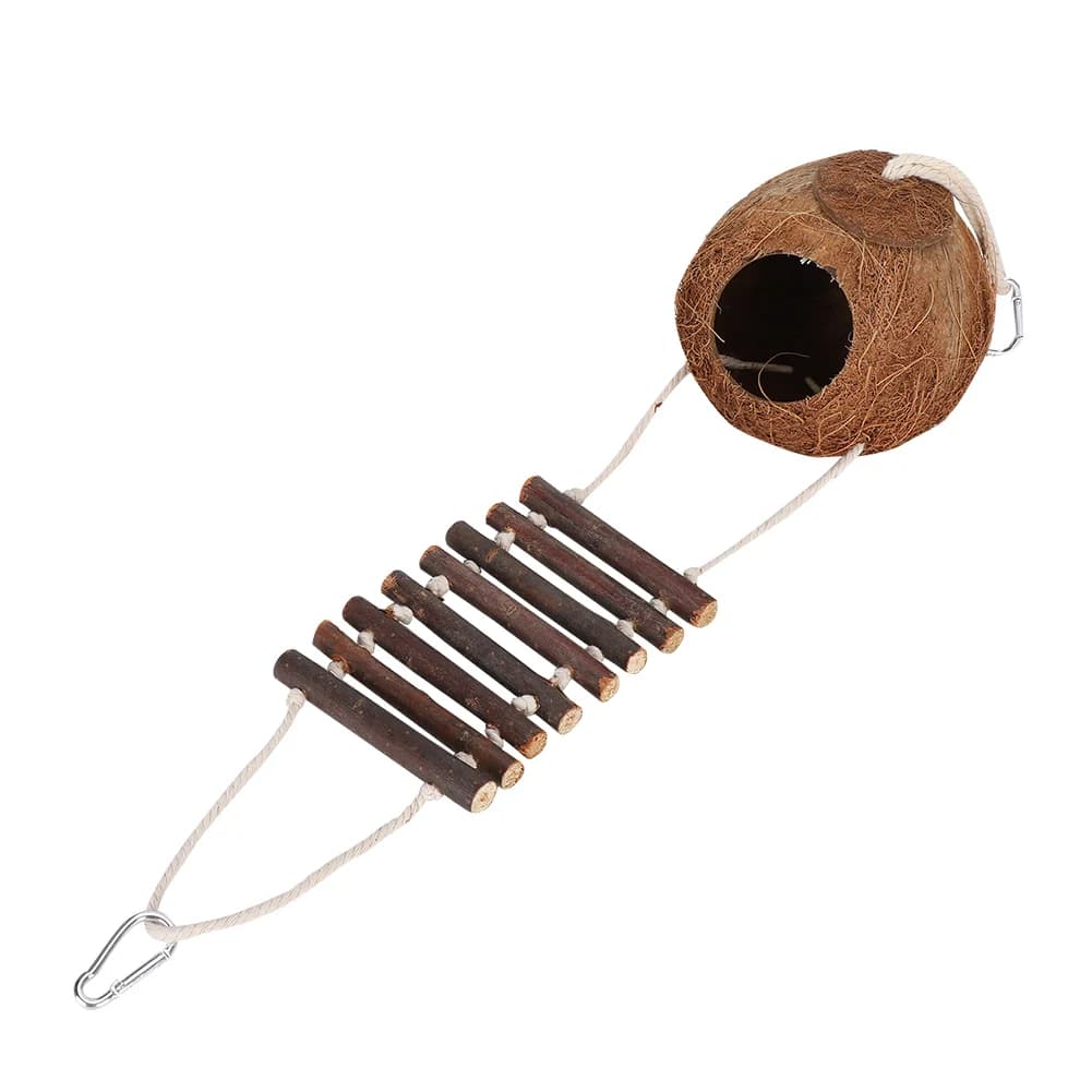 Maison de noix de coco pour oiseaux, avec échelle d'escalade, nid d'élevage polyvalent pour Hamster,