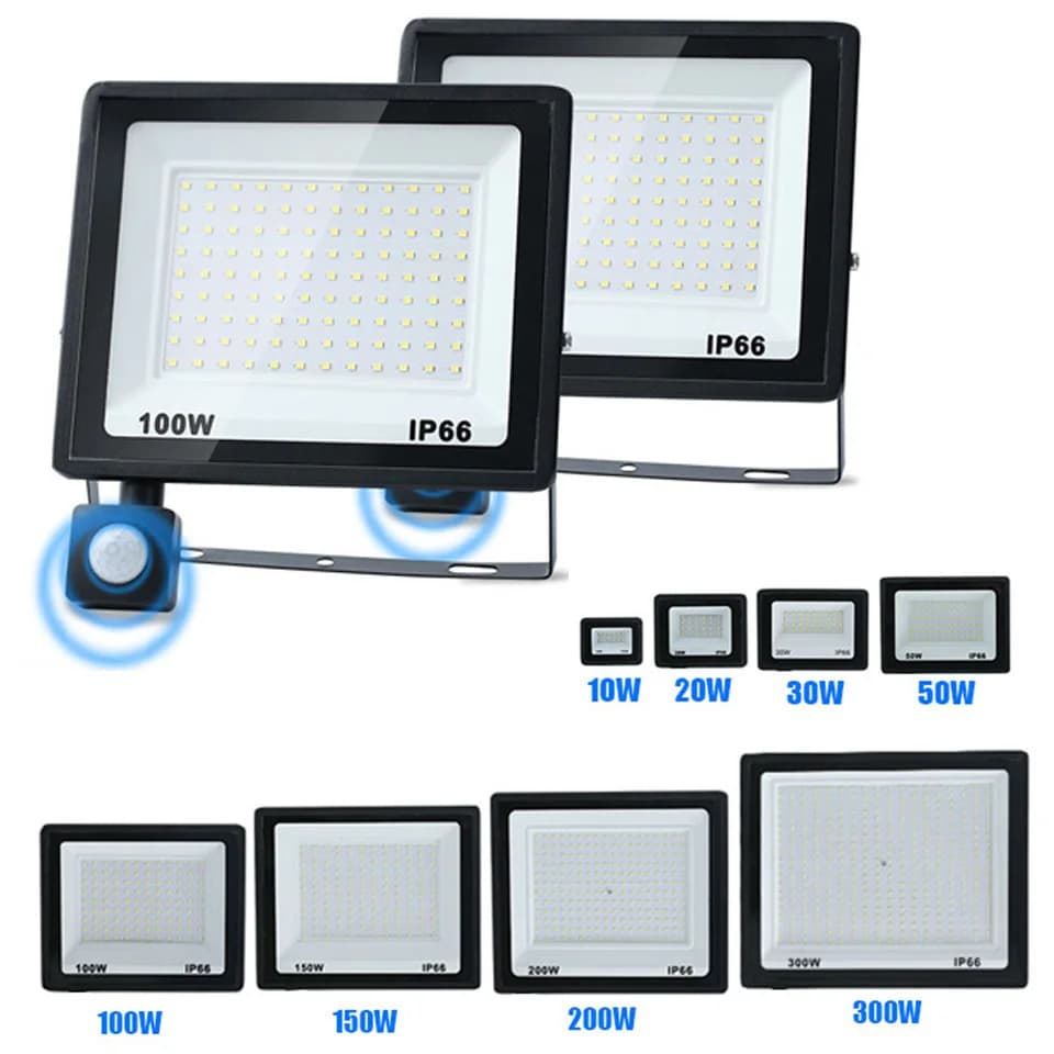 Projecteur extérieur PIR capteur de mouvement 220V 110V spot LED 50W 100W 150W 200W 300W IP66 étanch