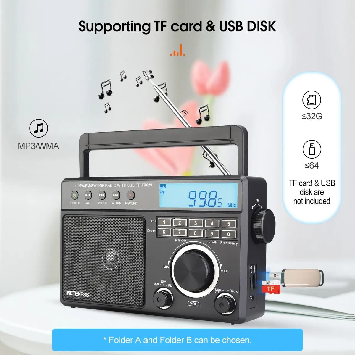 Retekess TR629 AM FM SW DSP Radio numérique Portable rétro-éclairage écran LCD haut-parleur de Volum