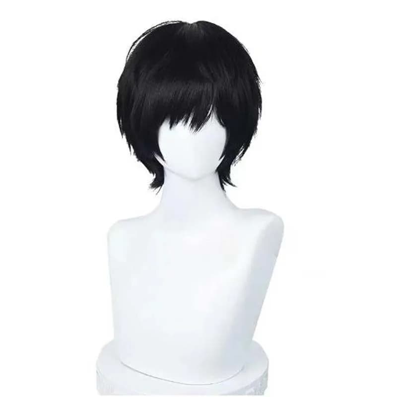 Perruque de Cosplay Anime Yoshida Hirofumi, perruque courte noire de 35cm, cheveux synthétiques rési