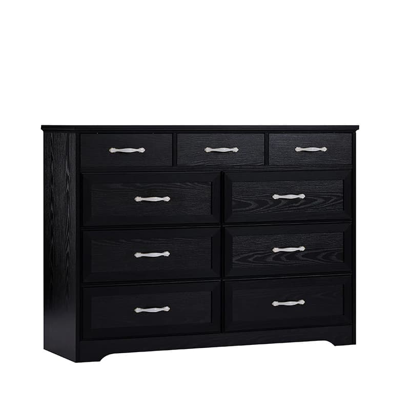 Commode de Chambre à Coucher, Commode Longue à 9 Tiroirs avec Détection Antique, Commode en Bois pou