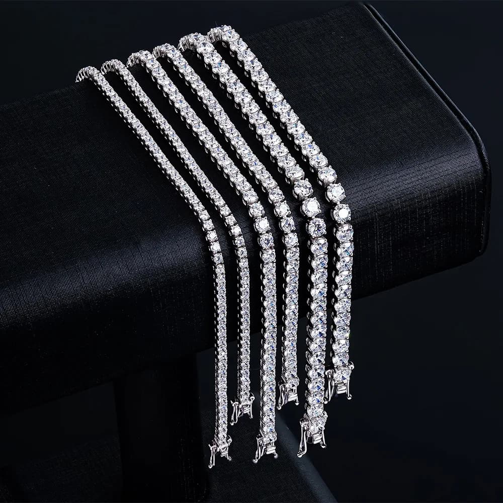 Bracelet Tennis Moissanite D VVS1 Prix Usine en Argent Sterling S925 Plaqué Or 18 carats avec Certif