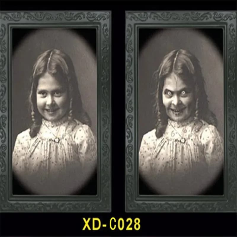 Cadre photo de portrait de fantôme mobile, décoration d'Halloween, changement d'expression de visage
