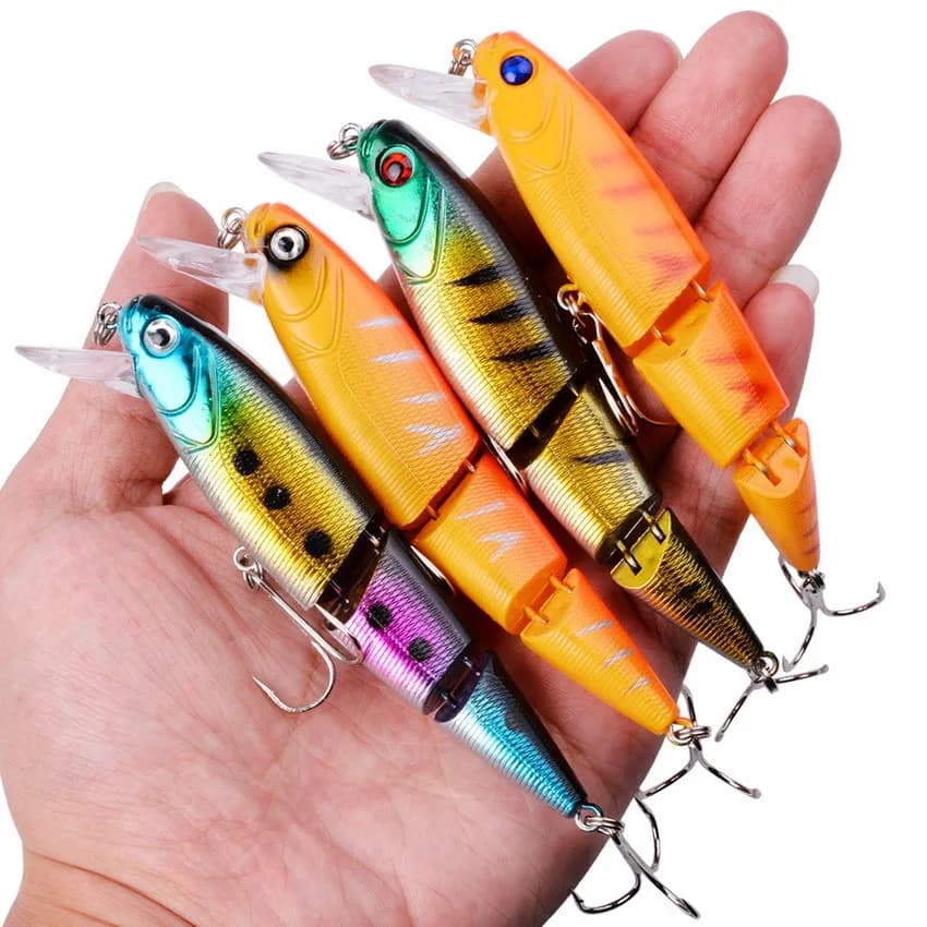 Multi Section bar de mer dur leurres de pêche yeux 3D 1 pièces manivelle vairon nagbait faux appât d