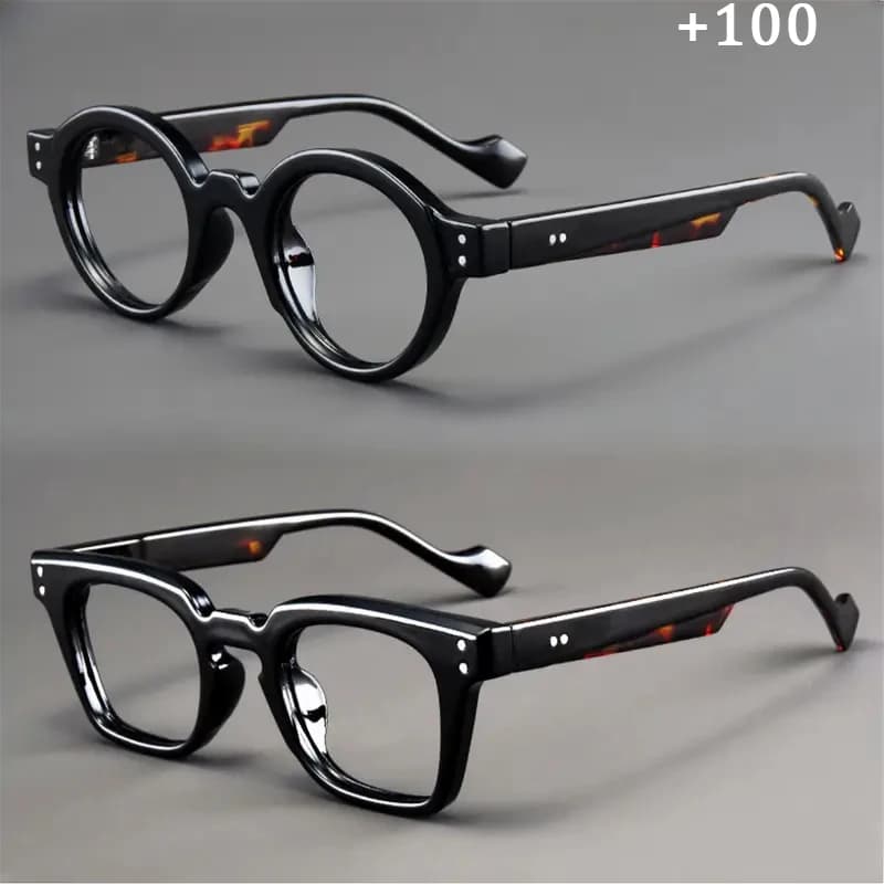 Un ensemble de 2 lunettes de lecture rondes et carrées vintage, adaptées aux hommes et aux femmes, c