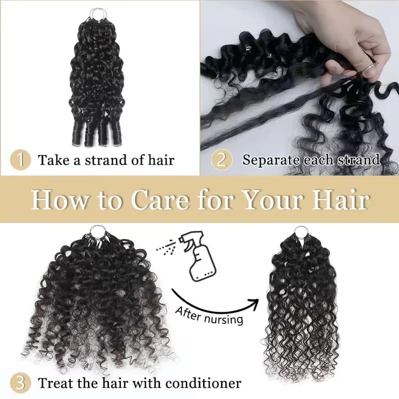 Extensions de cheveux humains bouclés birmanes au crochet, pré-séparées, 30 pouces, pour femmes