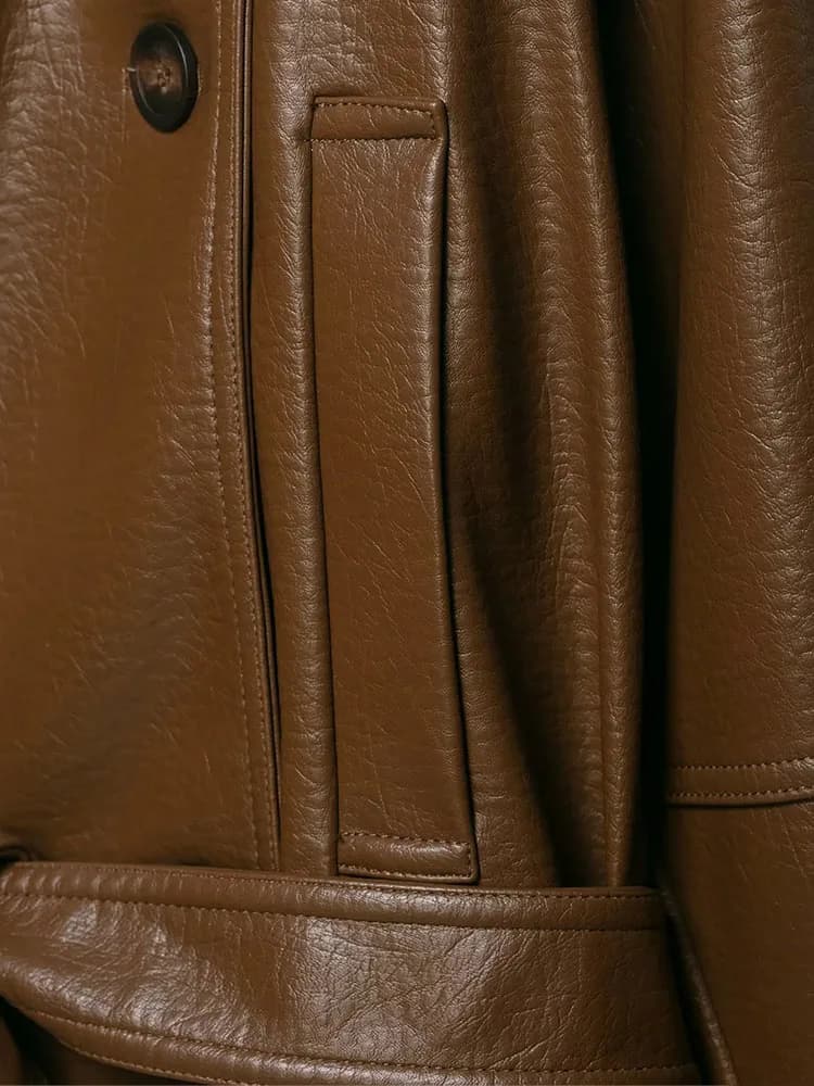 Vestes en similicuir pour femmes avec ceinture, manteau d'extérieur, streetwear, mode élégante, vest